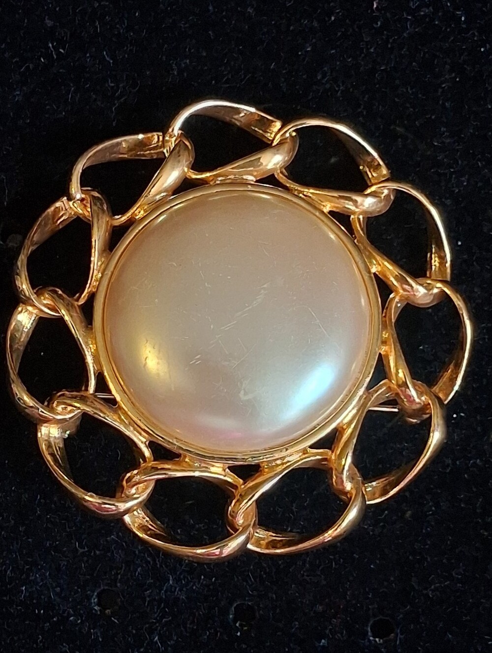Marvella Gold-Tone Pearl Center Fashion Brooch - Women Jewelry